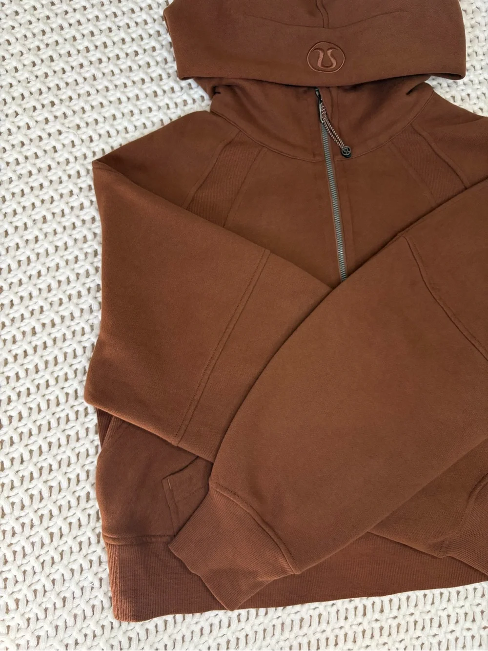 lululemon roasted brown scuba oversized half zip hoodie size xs/s